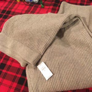 CashSoft Shaker-Stitch Sweater Pants, Large. Color: Medium Cool Brown